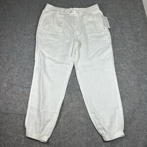 Athleta Retreat Linen High Rise Jogger Pant Large White Lightweight Travel